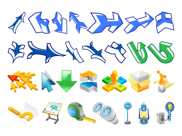 A variety of arrows and other material of the three vector