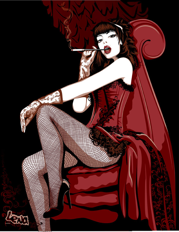 Vector smoking woman