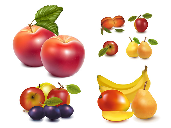 Lifelike fruit vector of material
