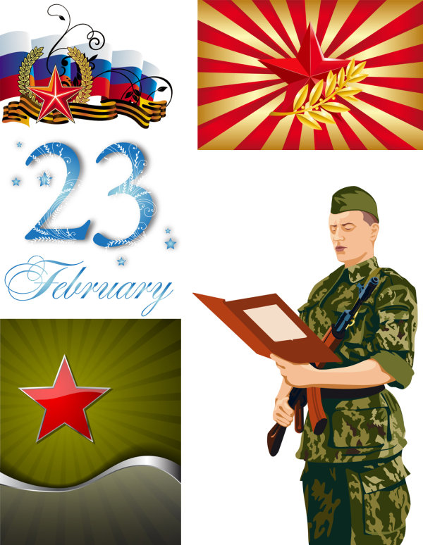 Five-pointed star and the military - Vector
