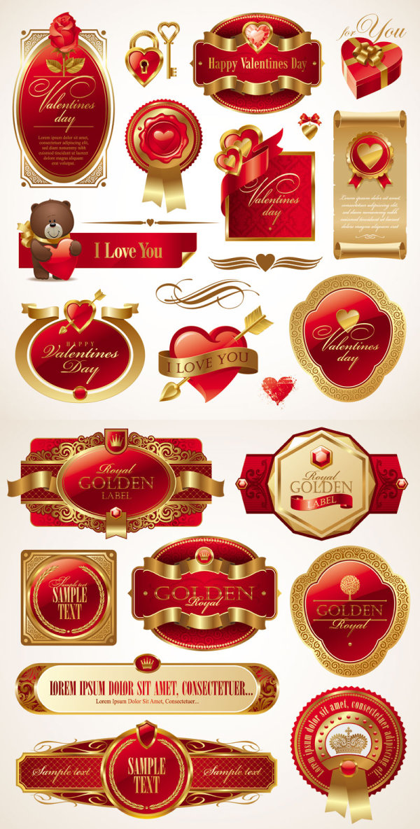 Romantic Valentine's Day Red Label - Vector