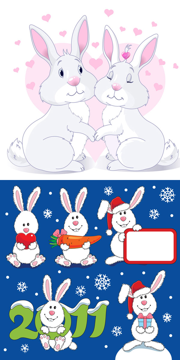 Lovely Christmas Rabbit - Vector