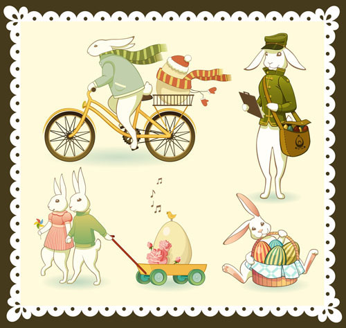 Cute Easter Egg Bunny vector -1