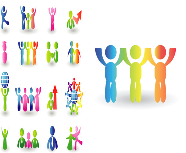 Colorful three-dimensional dynamic humanoid icon vector material -2