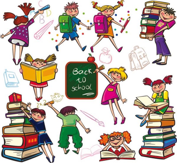 Cute colorful cartoon boys and girls 01 - vector image