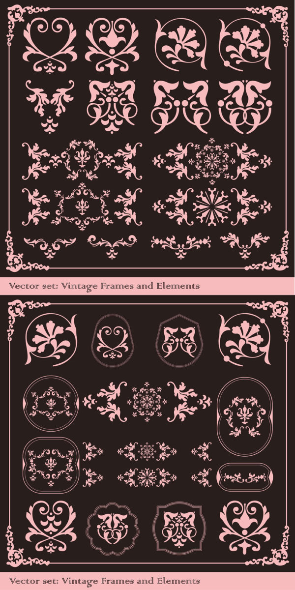 Beautiful lace corner ornaments vector material