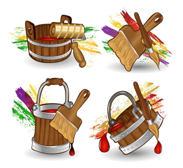 Cartoon Paint Bucket - Vector