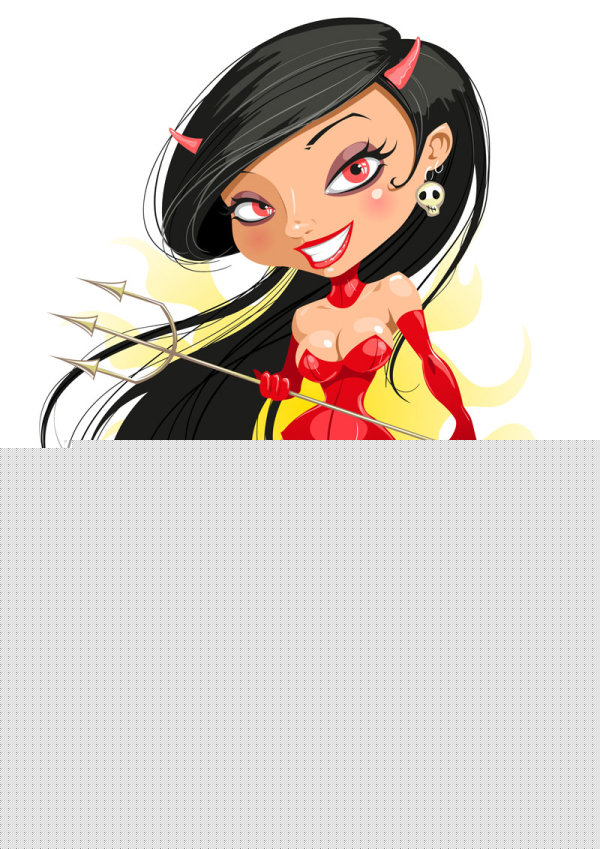 Cartoon beauty image 01 - vector material