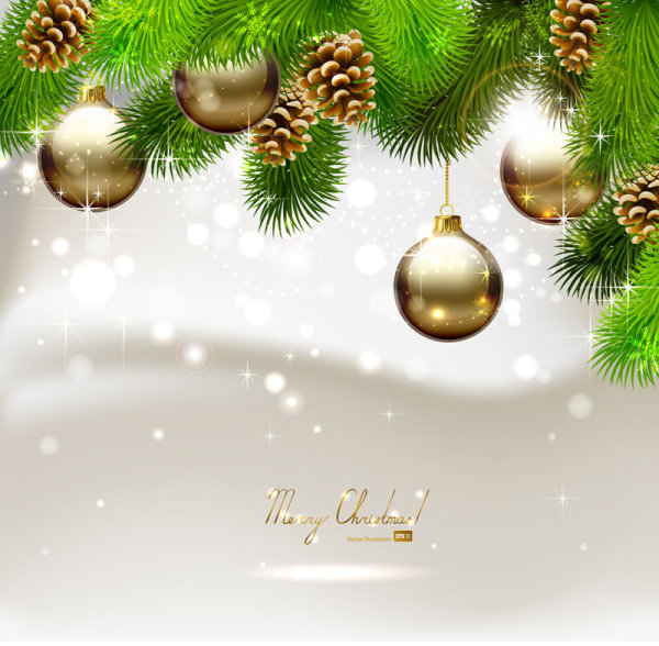 Beautiful Christmas ball background 03 - vector material