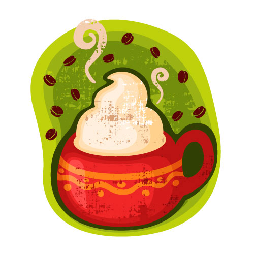 Cartoon coffee cup stickers 01 - vector material