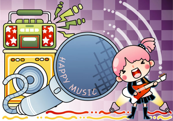 Cartoon Music illustrator 03 - vector material