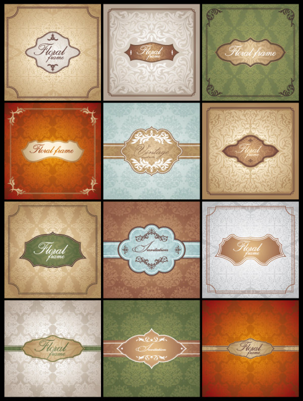 Classic floral card background 02 - vector material