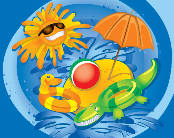 Cartoon Summer Pictures 02 - vector material