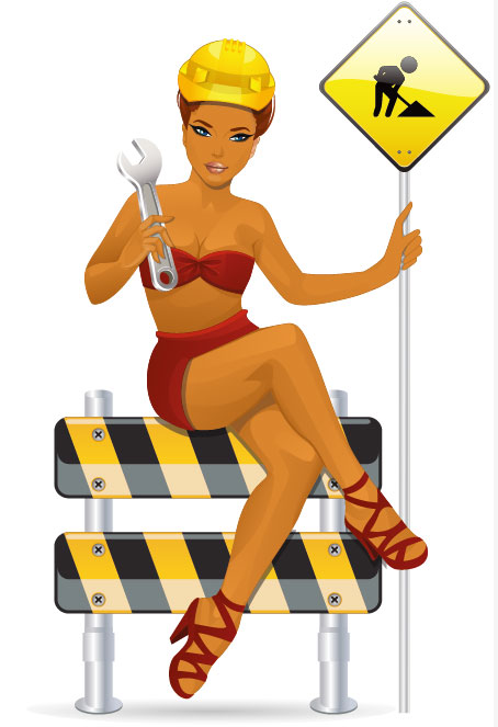 Sexy beauty workers 01 - vector material