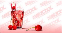 Cherry cold drink tastes vector material