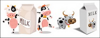 Cartoon cow milk cartons and vector material