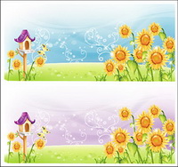 Sunflower scenery Vector