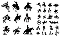 Black and white picture cowboy series 2 vector material