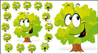 Cartoon trees face 02 - vector