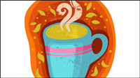 Cartoon coffee cup stickers 02 - vector material