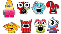 Cartoon Little Monsters 01 - vector material