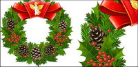 Christmas garlands, leaves