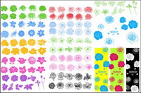 Ink patterns, flowers, vector