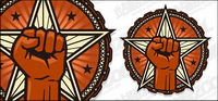 Vector circular logo fist star material