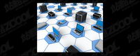 3D computer network connecting picture material-12