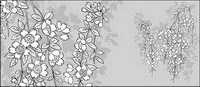 Vector line drawing of flowers-43(Sakura)