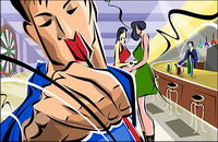 Hand-painted illustrations Bar figures - men, women