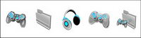 Video game controller, headset and computer folder icon png