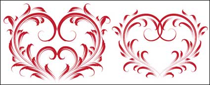 4 beautiful heart-shaped pattern vector material