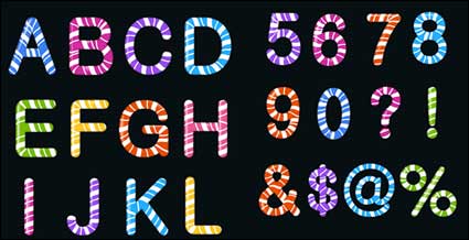 Candy colored letters and figures vector material