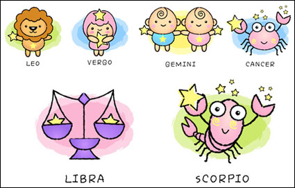 Cartoon 12 constellation vector material (C)