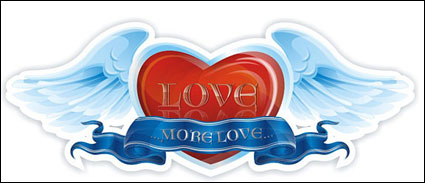 Heart-shaped wings Ribbon Vector