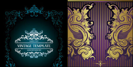 European gorgeous gold lace pattern vector material