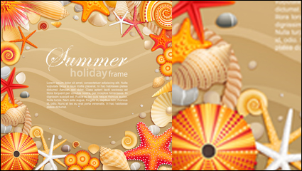 Shells and starfish material 02-- vector material