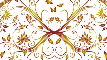 Flower and butterfly pattern background vector material