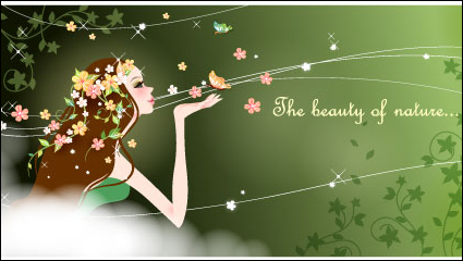 Cartoon beauty background 04 - vector