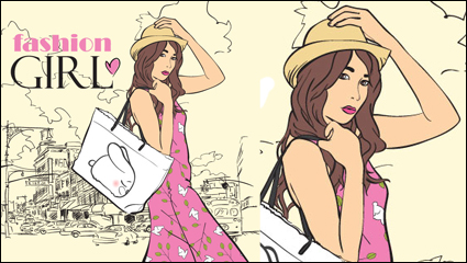 Cartoon fashion beauty 04 - vector