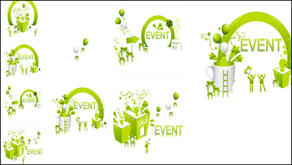 Fresh green festival discount vector material