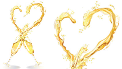 Heart-shaped champagne vector material -1