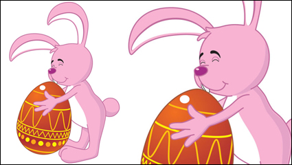 Cartoon bunny and egg 01 - Vector