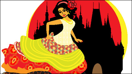 Exquisite cartoon dancer 04 - vector