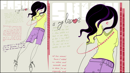 Girls fashion illustrator 02 - vector material