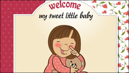 Cartoon baby card 01 - vector material