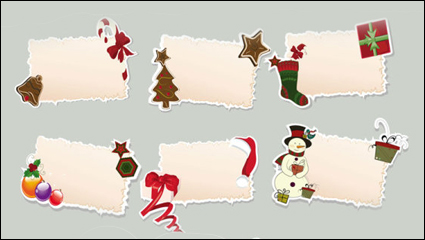 Cartoon Christmas element tags 01 - vector material