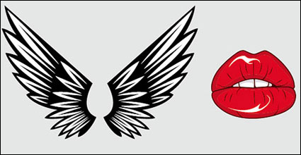 Wings, lips Vector
