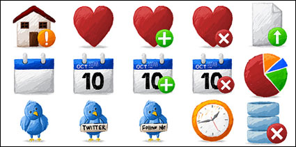 Artistica, twitter, house, round cake, databases, statistics, clock, time